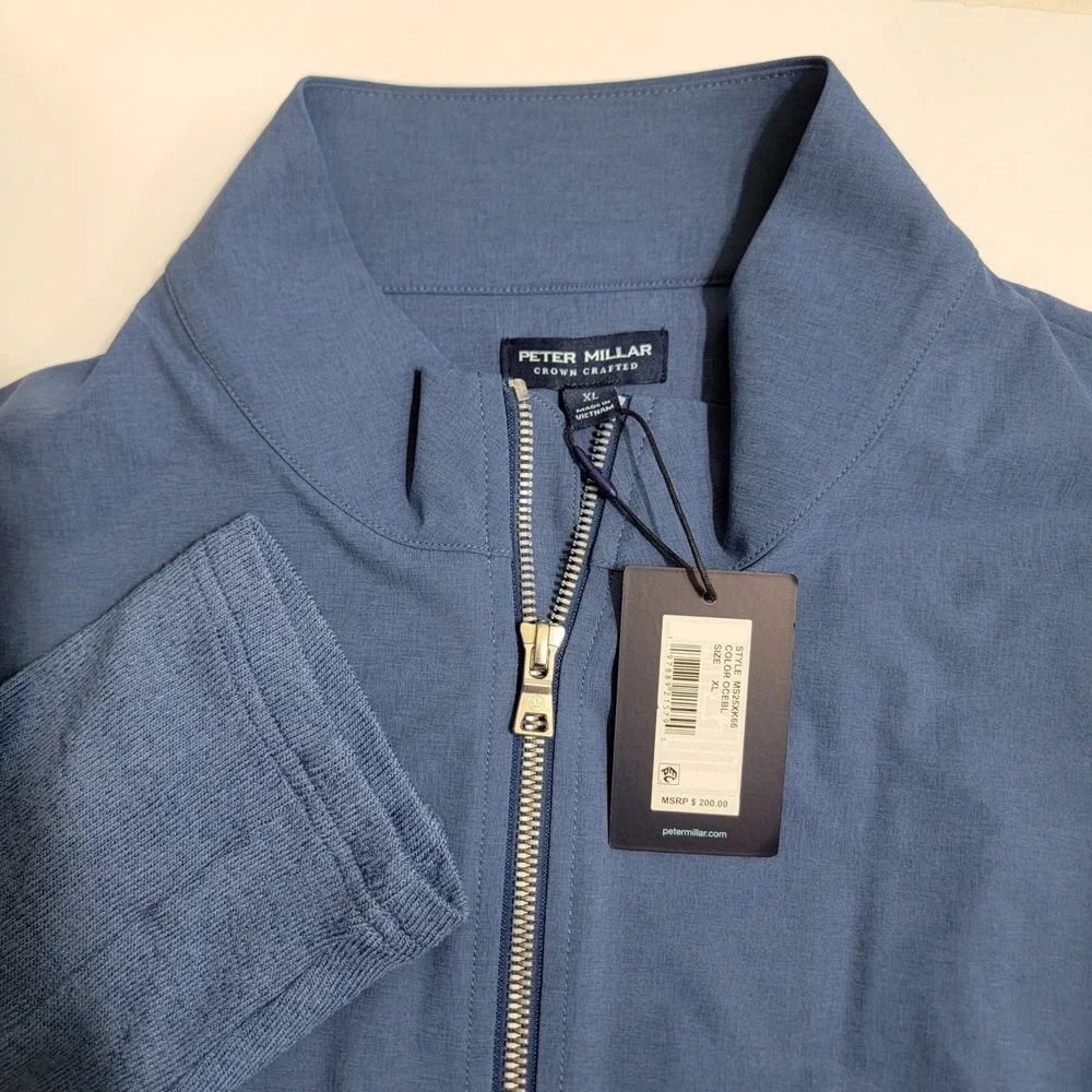 NEW Peter Millar Solstice Performance Hybrid Full-Zip Cardigan OceanBlue Mens XL